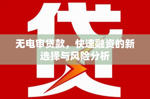 玉环无电审贷款，快速融资的新选择与风险分析